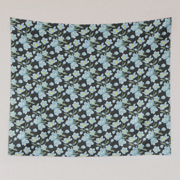 Item preview, Soft Hand Drawn Blue Flowers Pattern designed and sold by AloraDawnEve.