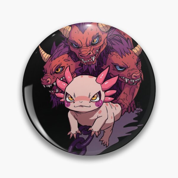 Item preview, Warrior axolotl with mythological beast Cerberus designed and sold by ShadyLotl.