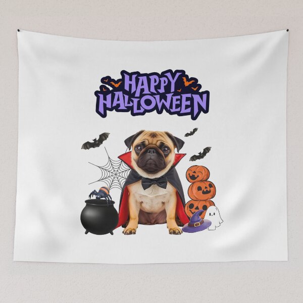 Item preview, Pug Dracula Halloween Design | Cute Spooky Dog with Festive Decorations designed and sold by Fredster1966.