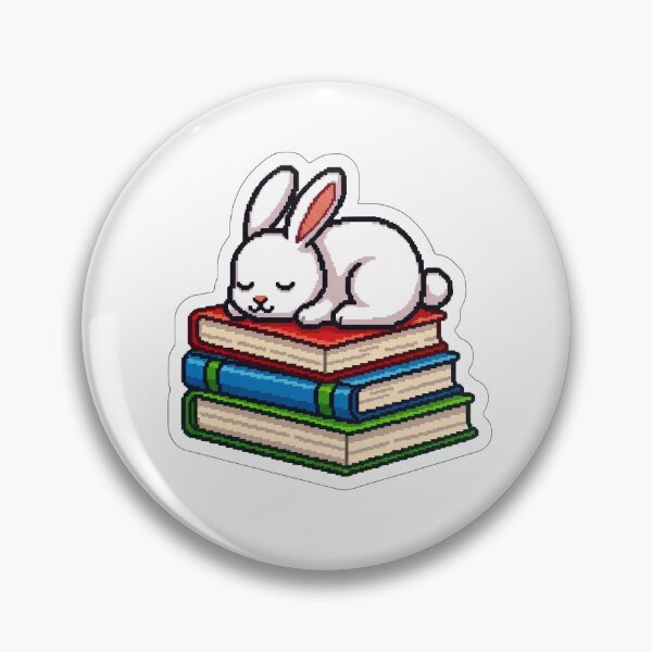 Item preview, Sleepy White Bunny on Books designed and sold by Pixel & Paw.
