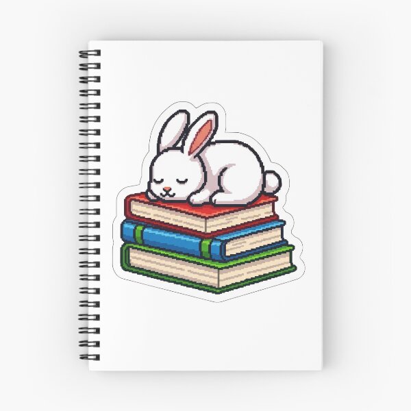 Item preview, Sleepy White Bunny on Books designed and sold by Pixel & Paw.