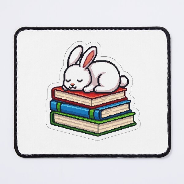 Item preview, Sleepy White Bunny on Books designed and sold by Pixel & Paw.