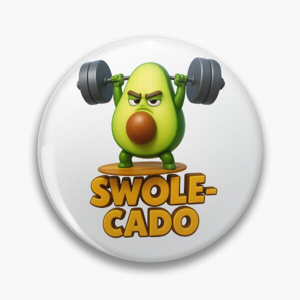 Artikelvorschau, Avocado beim Gewichtheben, Text: „Swole-cado“, fetter Cartoon-Stil. entworfen und verkauft von Canvations.