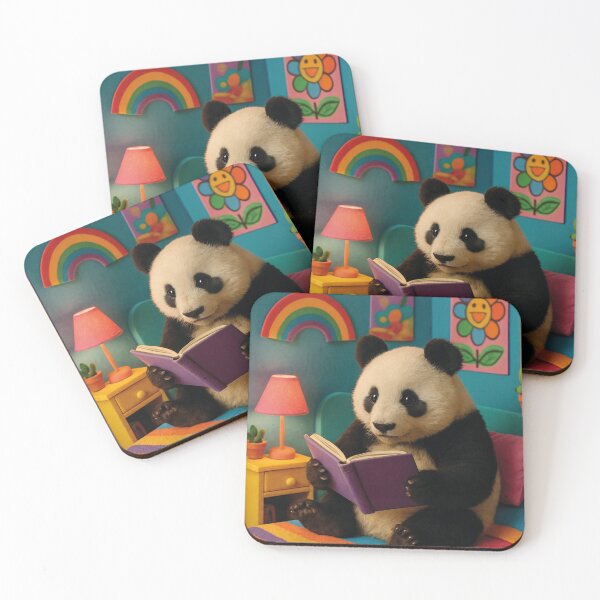 Item preview, cozy room, funny panda, reading a book designed and sold by Mauswohn.