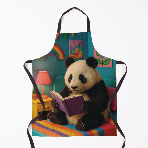 Item preview, cozy room, funny panda, reading a book designed and sold by Mauswohn.