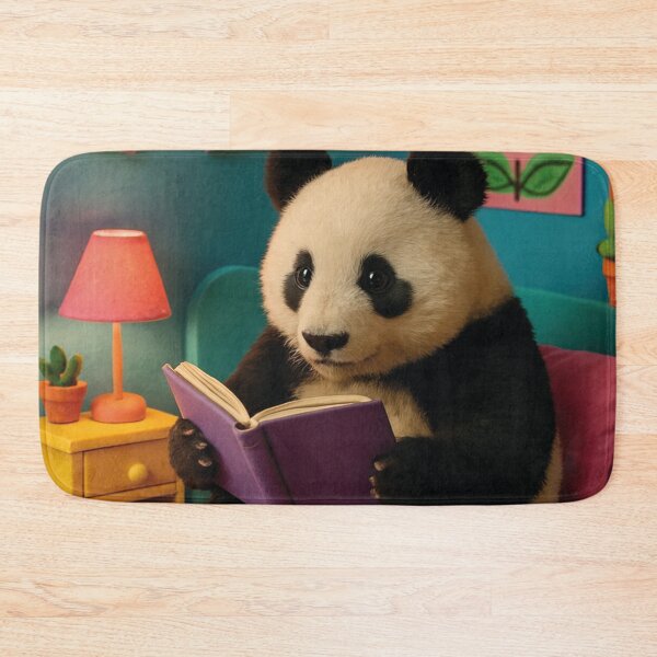 Item preview, cozy room, funny panda, reading a book designed and sold by Mauswohn.