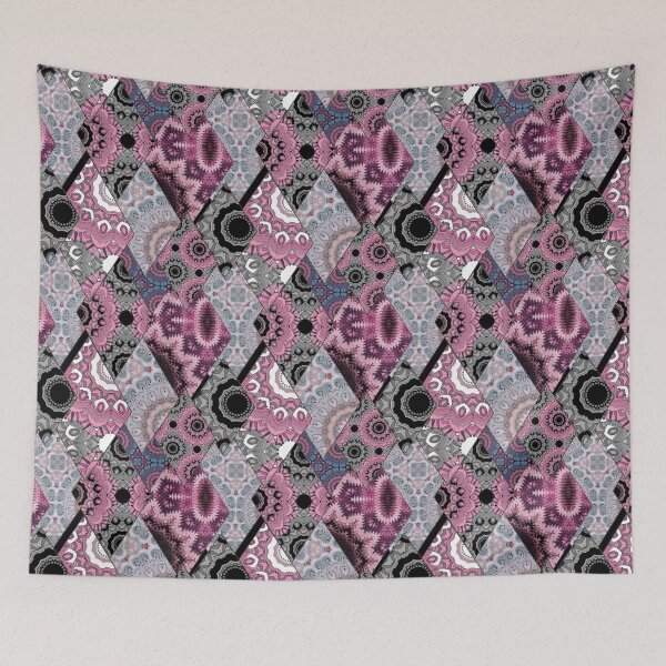 Item preview, The national pattern in the patchwork . Purple soft grey and blue colours.  designed and sold by fuzzyfox.