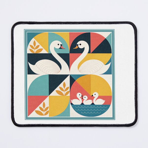 Item preview, Geometric Swan Family Illustration – Modern Retro Minimalist Design – Kids Room Collection designed and sold by asliberry.