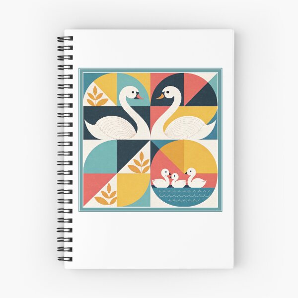 Item preview, Geometric Swan Family Illustration – Modern Retro Minimalist Design – Kids Room Collection designed and sold by asliberry.