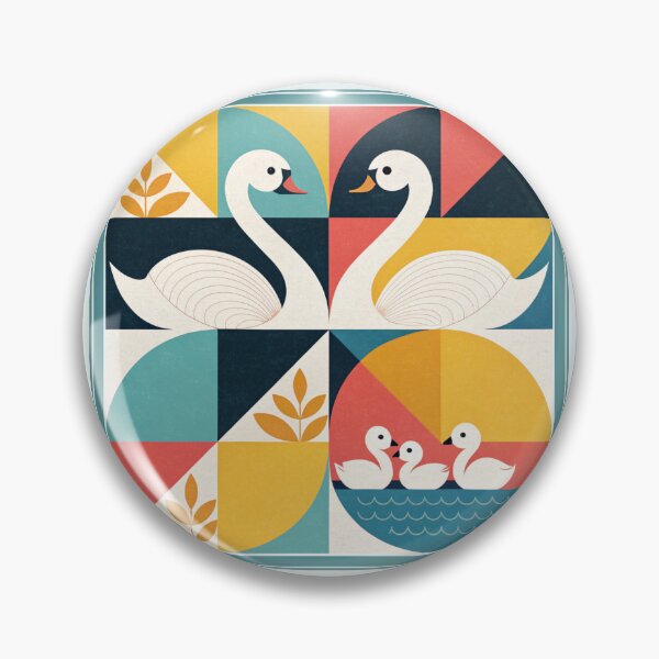 Item preview, Geometric Swan Family Illustration – Modern Retro Minimalist Design – Kids Room Collection designed and sold by asliberry.