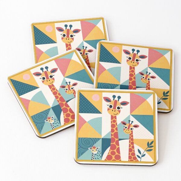 Item preview, Cute Giraffe Family Illustration – Colorful Geometric Animal Art - Kids Room Collection designed and sold by asliberry.