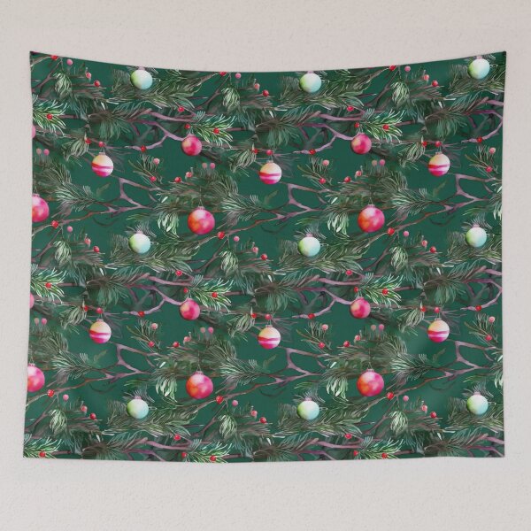 Item preview, Watercolor Christmas balls on pine tree designed and sold by Marcu Ioachim.
