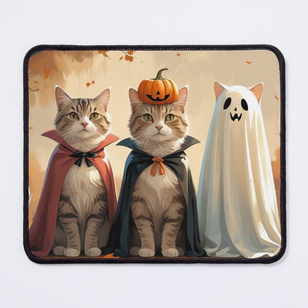 Item preview, Three Cats in Halloween Costumes – Witch, Pumpkin, and Ghost designed and sold by LEO'S CREATURE　れおずくりーちゃー.