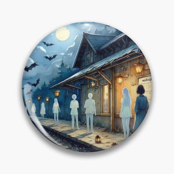 Item preview, Midnight Ghost Train – Haunted Station Halloween Art designed and sold by Ombrya.