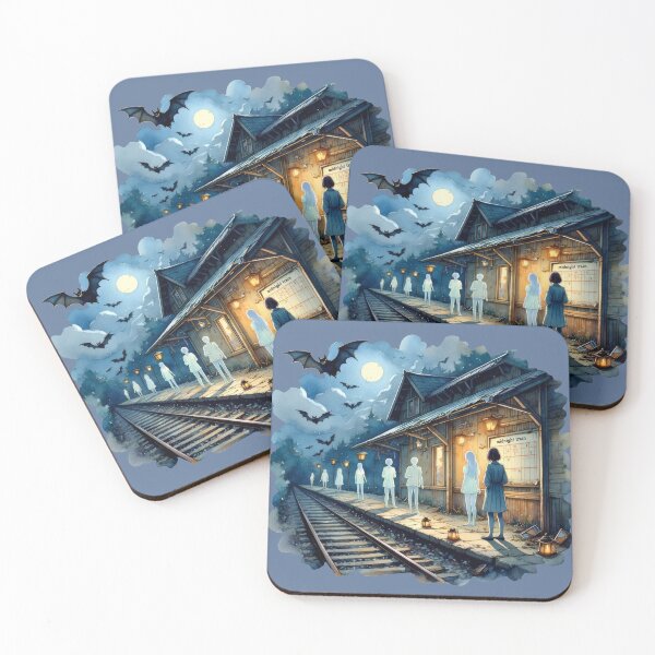 Item preview, Midnight Ghost Train – Haunted Station Halloween Art designed and sold by Ombrya.
