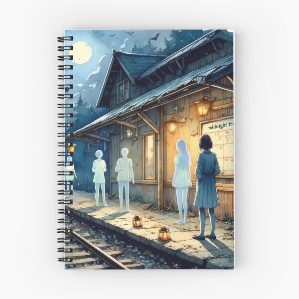 Item preview, Midnight Ghost Train – Haunted Station Halloween Art designed and sold by Ombrya.