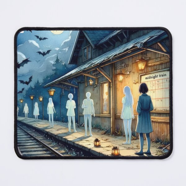 Item preview, Midnight Ghost Train – Haunted Station Halloween Art designed and sold by Ombrya.