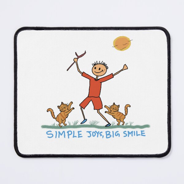 Item preview, Simple Joys Big Smile Stick Figure Art with Cats – Happiness Quote Design designed and sold by Popstudio85.