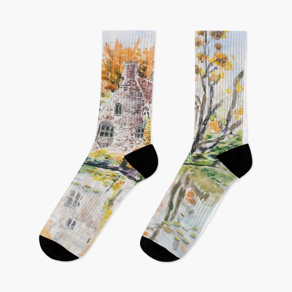Item preview, Scotney Castle in Autumn – Watercolor Painting of English Countryside designed and sold by ColorandColor.