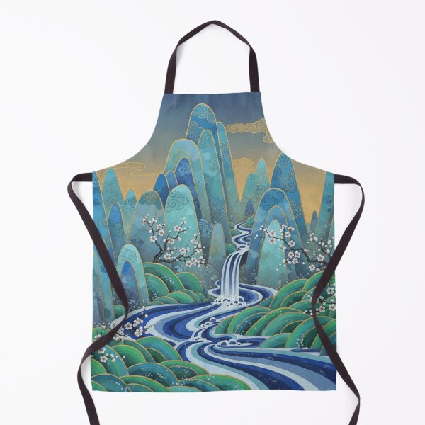 Item preview, Tranquil Mountains and Waterfall | Traditional Ink and Wash Landscape Art designed and sold by TinaDu-.