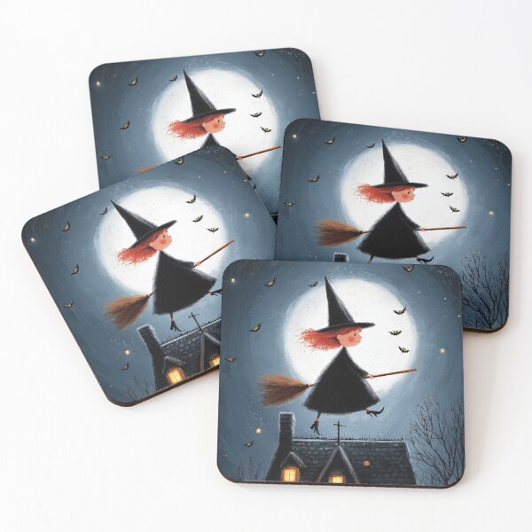Item preview, Cute witch flying above an old haunted house designed and sold by Piotrek0001.