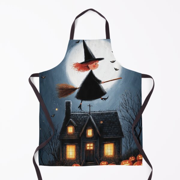 Item preview, Cute witch flying above an old haunted house designed and sold by Piotrek0001.
