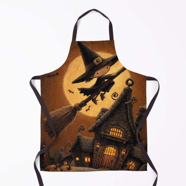 Item preview, Enchanted witch flying across the glowing Halloween night designed and sold by Piotrek0001.