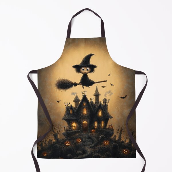 Item preview, Witch soaring high above pumpkins and glowing eyes designed and sold by Piotrek0001.