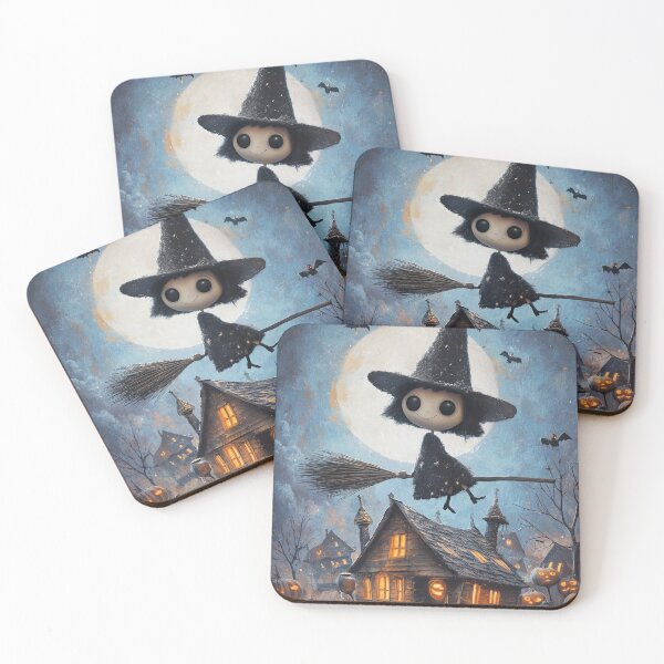Item preview, Vintage halloween night with glowing pumpkins and witch designed and sold by Piotrek0001.