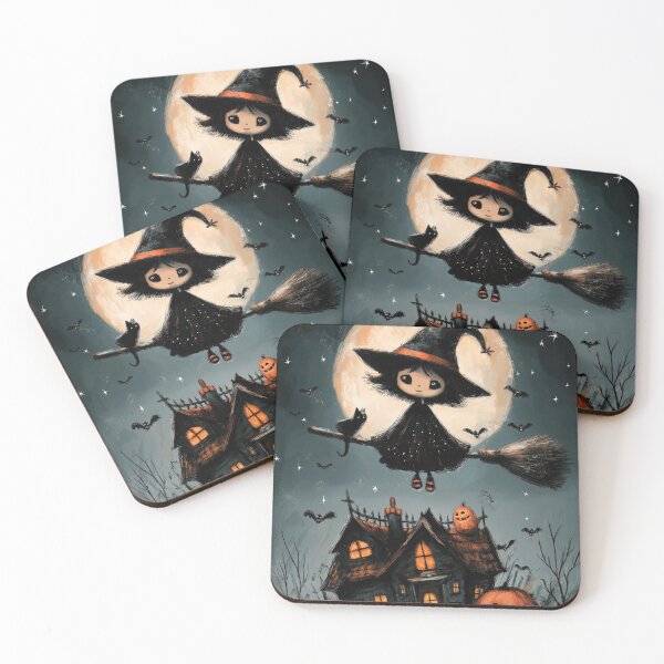 Item preview, Magical witch flying under the mysterious glowing moon designed and sold by Piotrek0001.