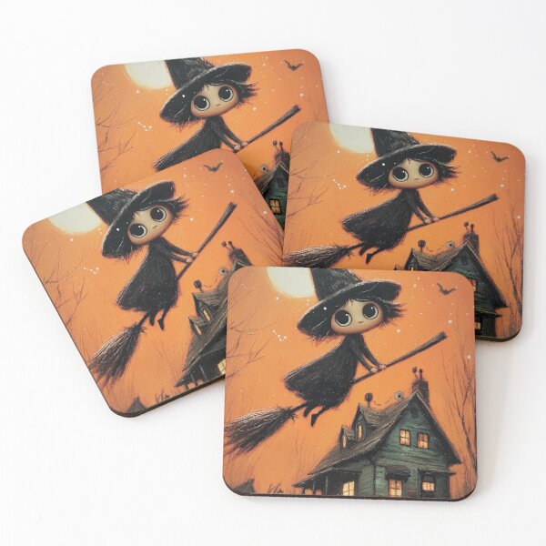 Item preview, Witch silhouette drifting above eerie gothic halloween scene designed and sold by Piotrek0001.