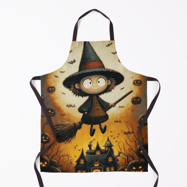 Item preview, Witch soaring past glowing pumpkins in spooky sky designed and sold by Piotrek0001.