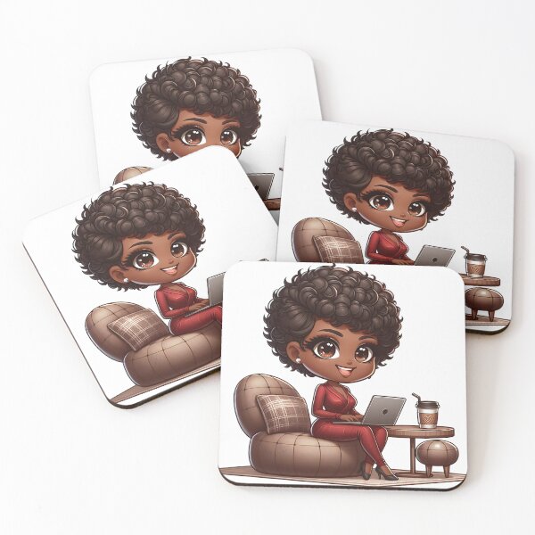 Item preview, Afro Hair Girl Working on Computer designed and sold by Lulunza.