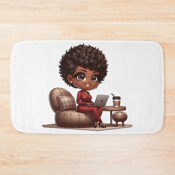 Item preview, Afro Hair Girl Working on Computer designed and sold by Lulunza.