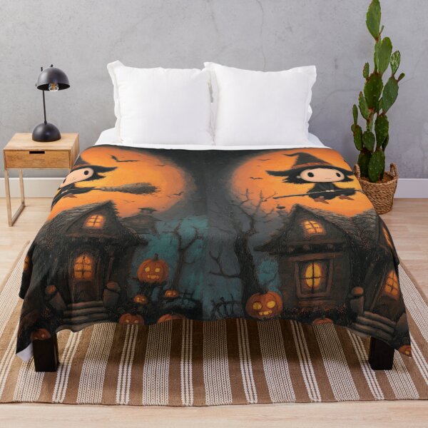 Item preview, Dark gothic landscape with glowing pumpkins and witch designed and sold by Piotrek0001.
