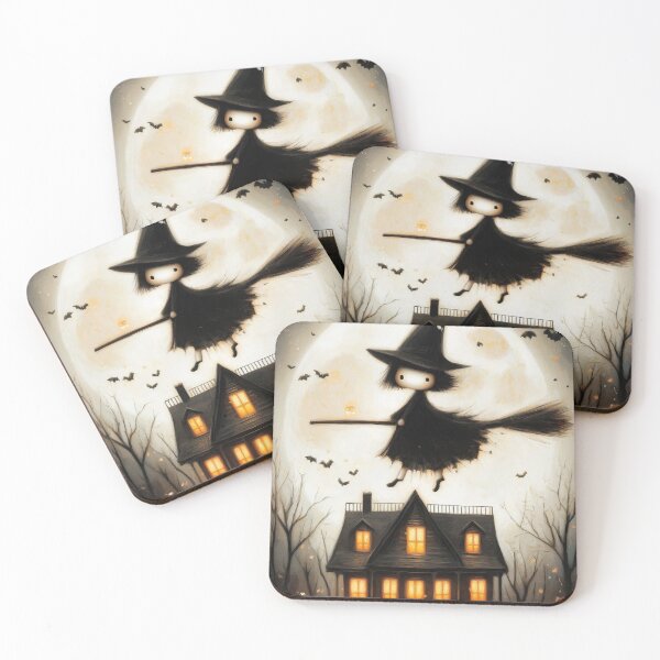Item preview, Gothic halloween poster featuring witch under glowing moon designed and sold by Piotrek0001.