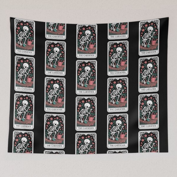 Item preview, The Gardener Skeleton Watering Plants Tarot Card Design designed and sold by Blok45.