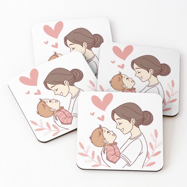 Item preview, Mother and Baby Illustration – Cute Cartoon Artwork of Mom Holding Child with Love designed and sold by RAZ1995.