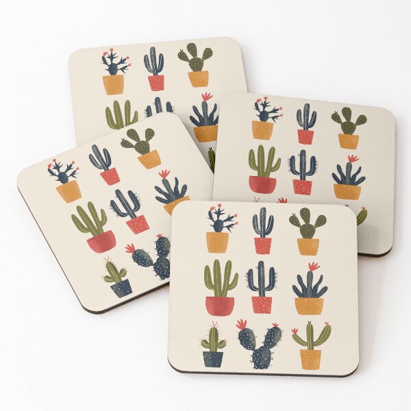 Item preview, Whimsical Folk Art Cactus Collection | Colorful Potted Plants Illustration designed and sold by doingly.