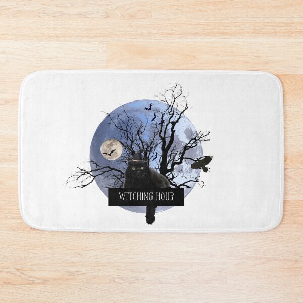 Item preview, Witchin Hour Halloween simple Black Cat and Moon Witch collage Design designed and sold by luckyhue.
