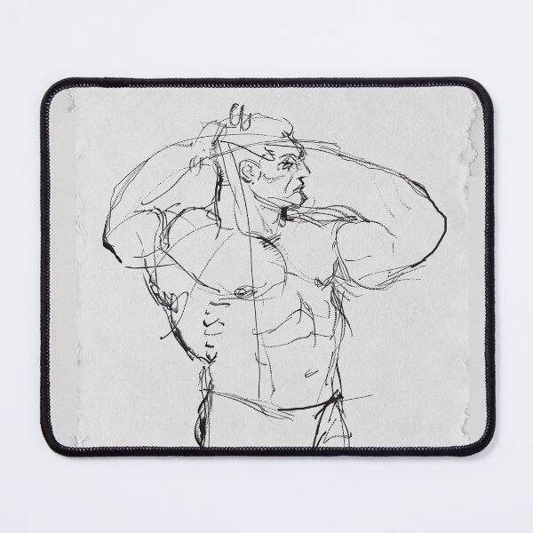 Item preview, Abstract Minimalist Sketch of Strongman Flexing Muscles designed and sold by SleekLineSketches.