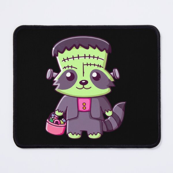 Item preview, Funny Chibi Raccoon Frankenstein with Candy Bucket | Cute Kawaii Halloween Design designed and sold by ColorSplash123.