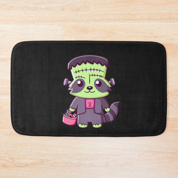 Item preview, Funny Chibi Raccoon Frankenstein with Candy Bucket | Cute Kawaii Halloween Design designed and sold by ColorSplash123.