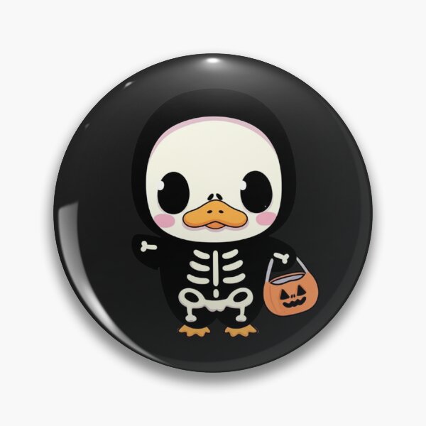 Artikelvorschau, Süßes Chibi-Enten-Skelettkostüm mit Trick-or-Treat-Tasche | Kawaii Halloween-Design entworfen und verkauft von ColorSplash123.