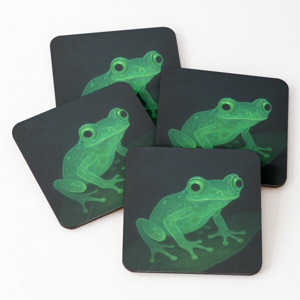 Item preview, Glowing Glass Frog at Night – Rare Translucent Rainforest Amphibian designed and sold by NocturnalNook.