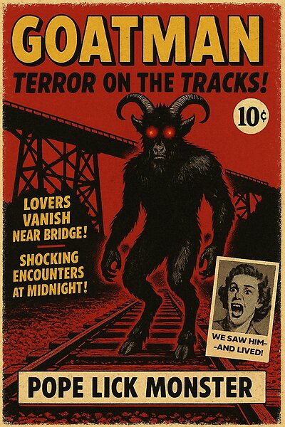 Pope Lick Monster vintage tabloid artwork