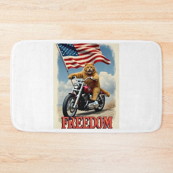 Item preview, Freedom Cat on Chopper Motorcycle – USA Flag Biker Design designed and sold by RAKO13.