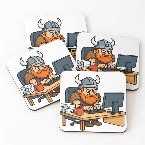 Item preview, Office Viking Cartoon – Funny Viking at Work designed and sold by NorseDrip.
