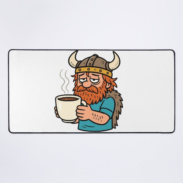 Item preview, Dibujo animado de un vikingo soñoliento: Vikingo con taza de café designed and sold by NorseDrip.