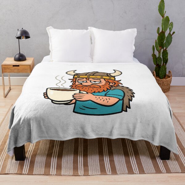 Item preview, Sleepy Viking Cartoon – Viking with Coffee Mug designed and sold by NorseDrip.